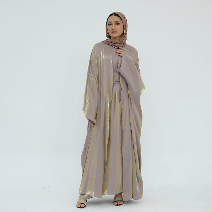 Tasnim Batwing Shimmer Abaya Set - Light Purple