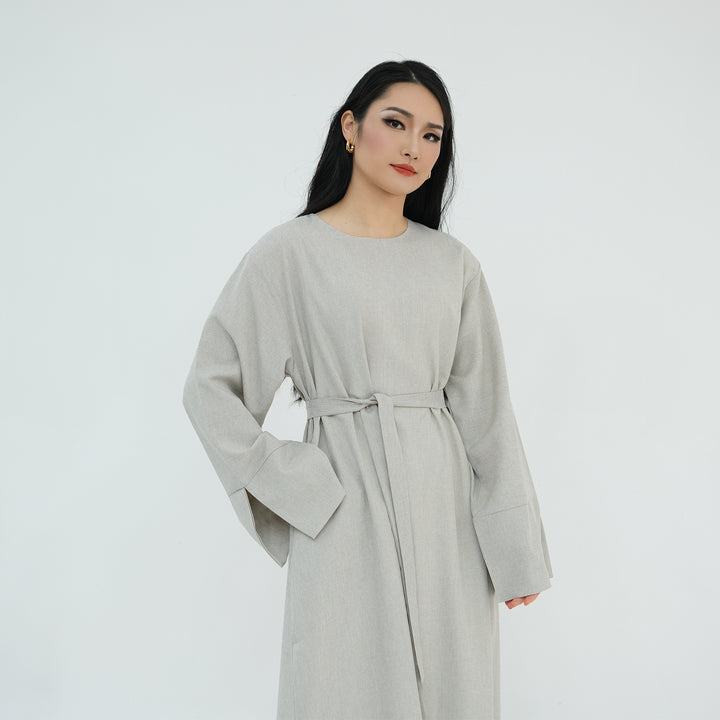 Get trendy with Heather Everyday Abaya - Sand - Dresses available at Voilee NY. Grab yours for $49.90 today!