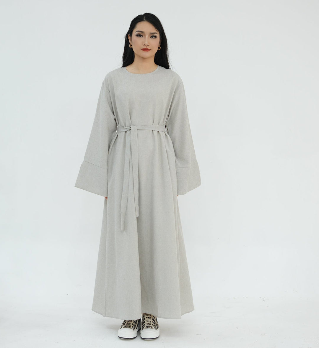 Get trendy with Heather Everyday Abaya - Sand - Dresses available at Voilee NY. Grab yours for $49.90 today!