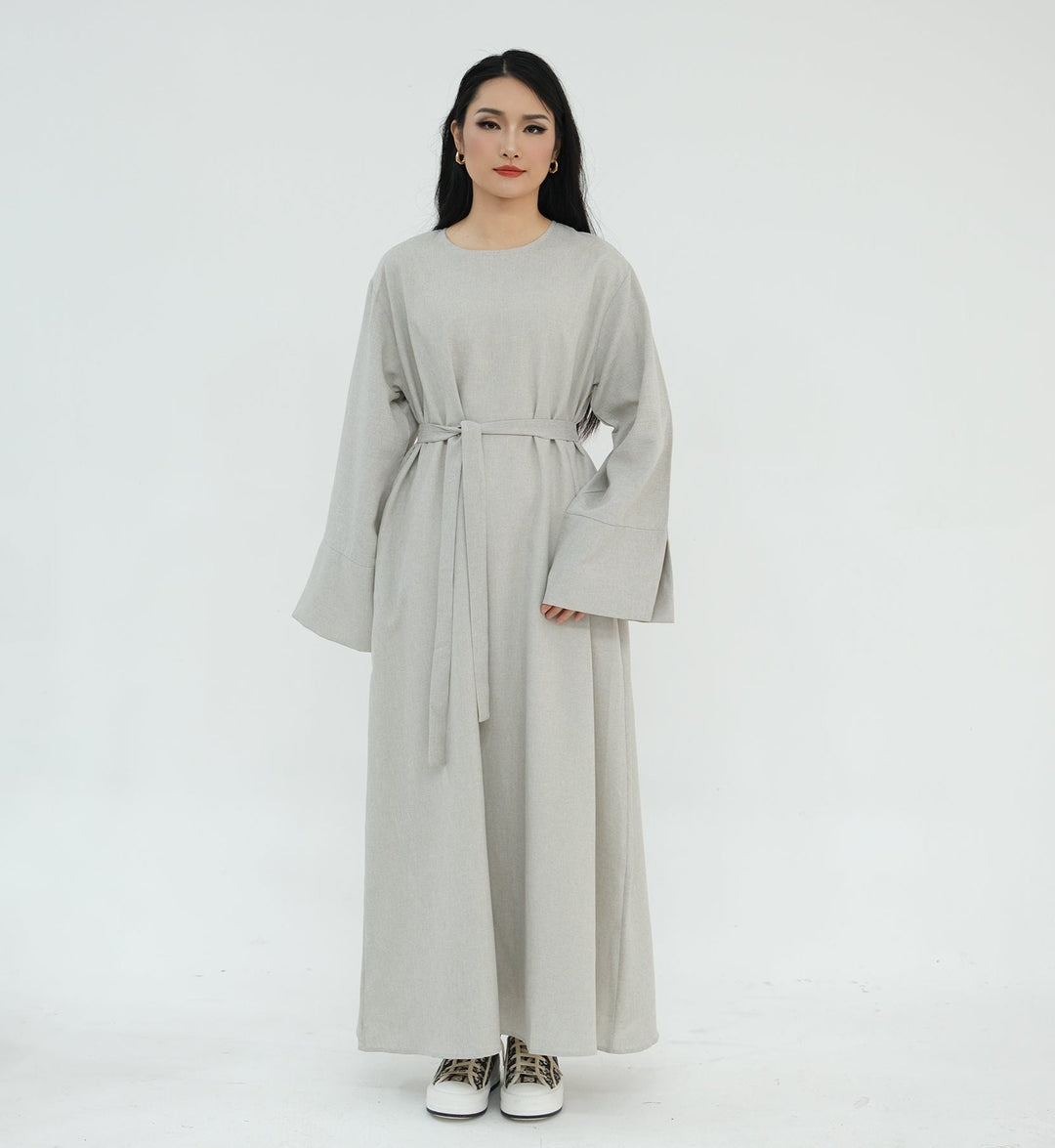 Get trendy with Heather Everyday Abaya - Sand - Dresses available at Voilee NY. Grab yours for $49.90 today!