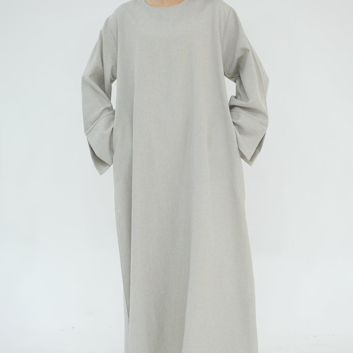 Get trendy with Heather Everyday Abaya - Sand - Dresses available at Voilee NY. Grab yours for $49.90 today!