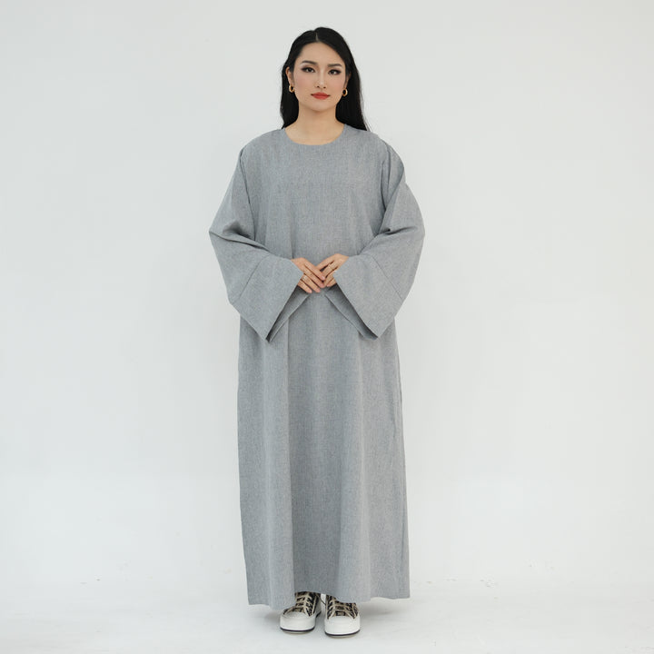 Get trendy with Heather Everyday Abaya - Gray - Dresses available at Voilee NY. Grab yours for $49.90 today!