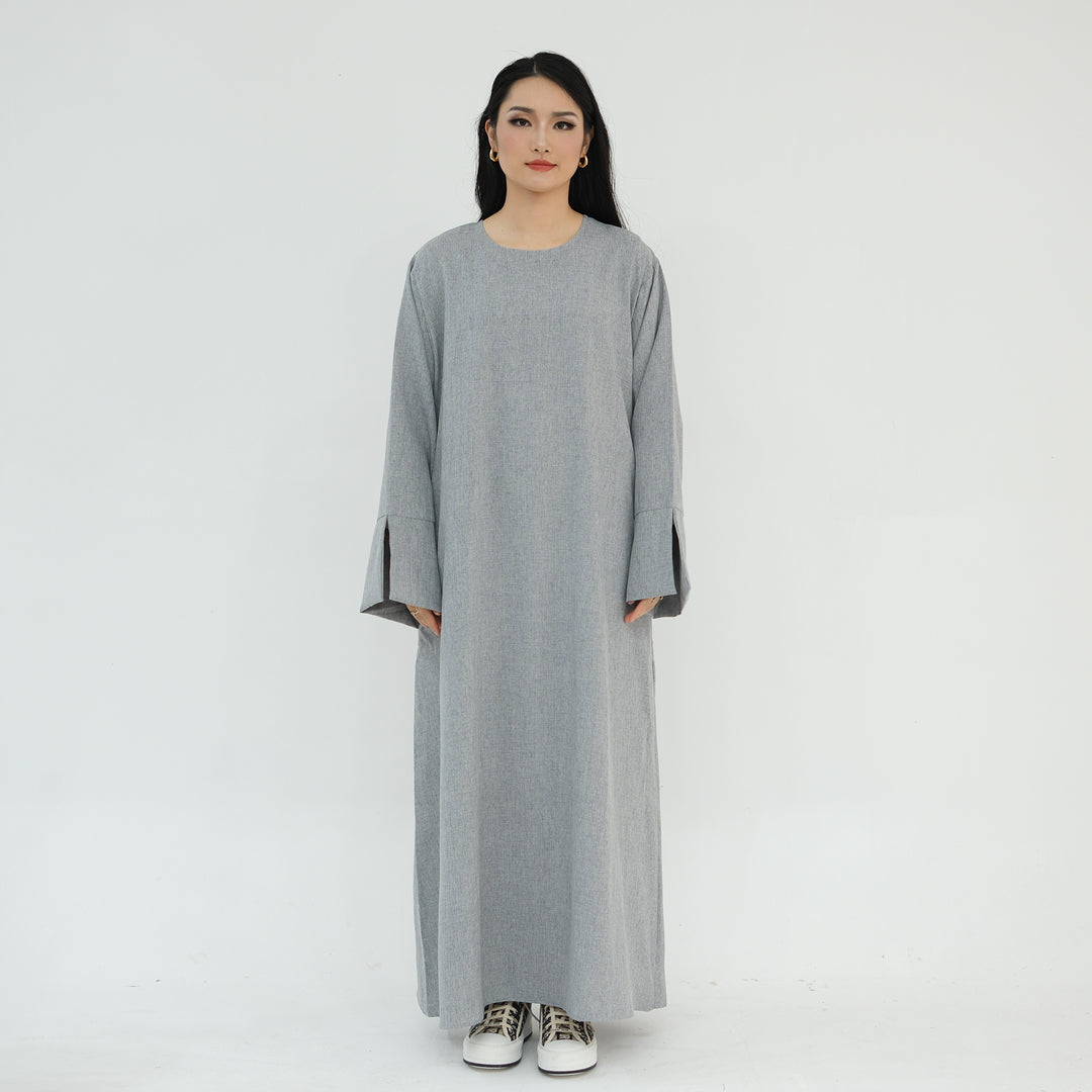 Get trendy with Heather Everyday Abaya - Gray - Dresses available at Voilee NY. Grab yours for $49.90 today!