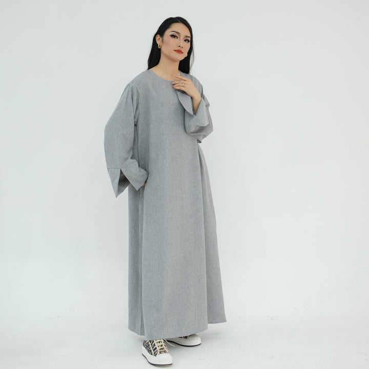 Get trendy with Heather Everyday Abaya - Gray - Dresses available at Voilee NY. Grab yours for $49.90 today!