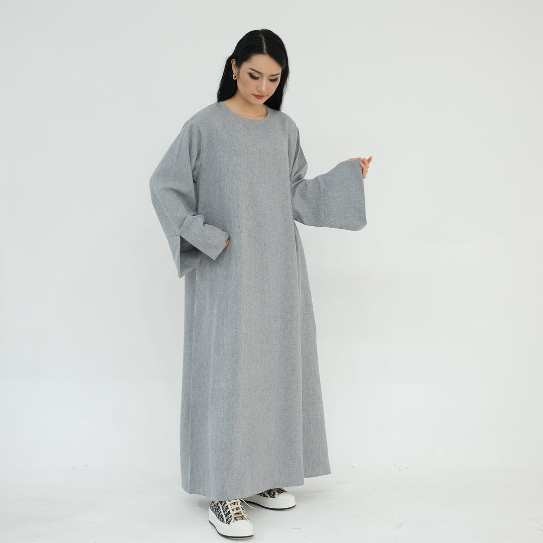 Get trendy with Heather Everyday Abaya - Gray - Dresses available at Voilee NY. Grab yours for $49.90 today!