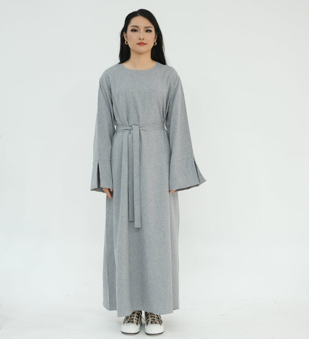 Get trendy with Heather Everyday Abaya - Gray - Dresses available at Voilee NY. Grab yours for $49.90 today!