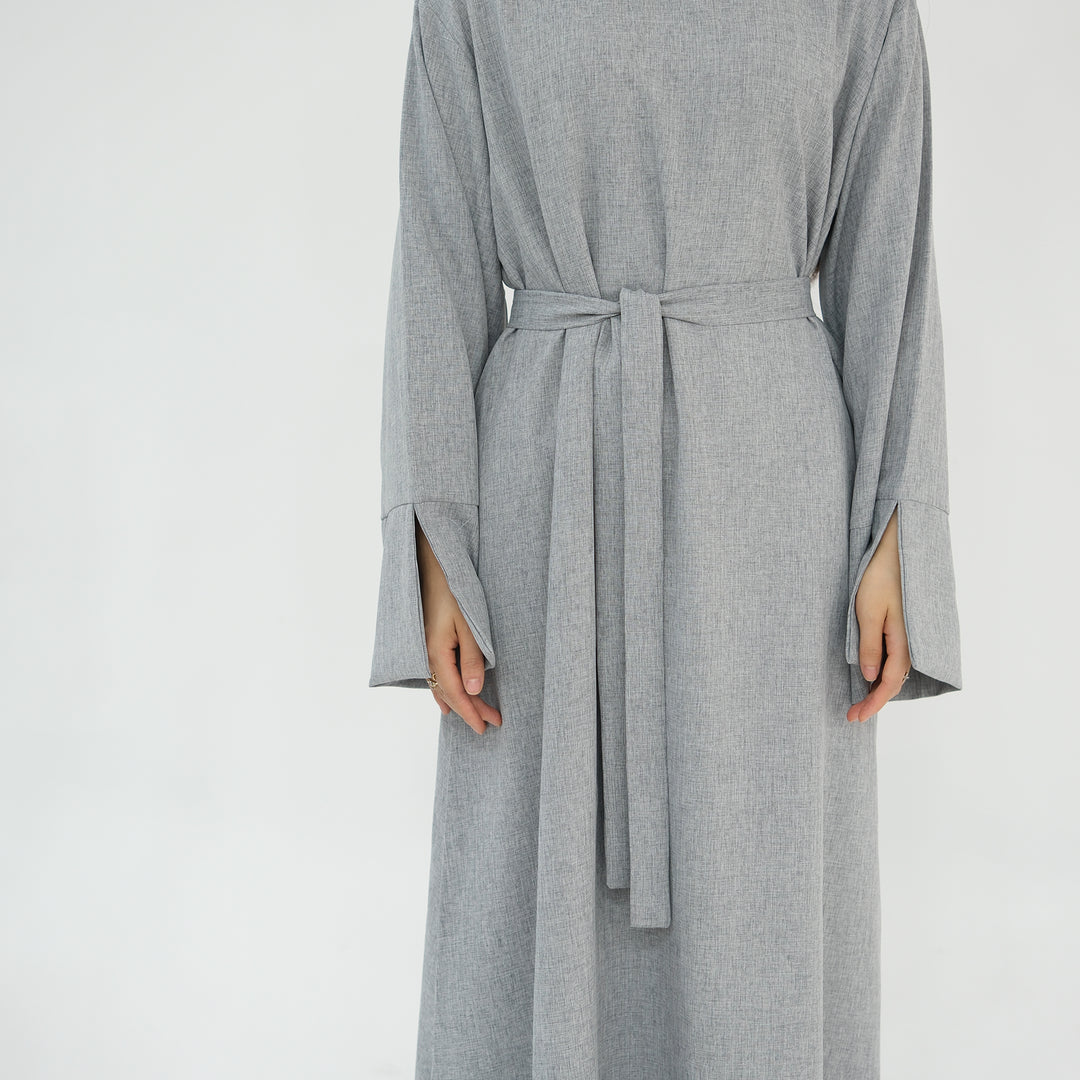 Get trendy with Heather Everyday Abaya - Gray - Dresses available at Voilee NY. Grab yours for $49.90 today!