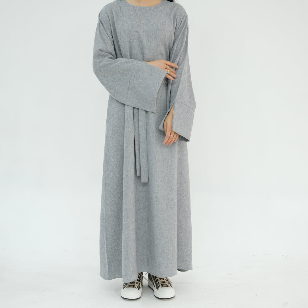 Get trendy with Heather Everyday Abaya - Gray - Dresses available at Voilee NY. Grab yours for $49.90 today!