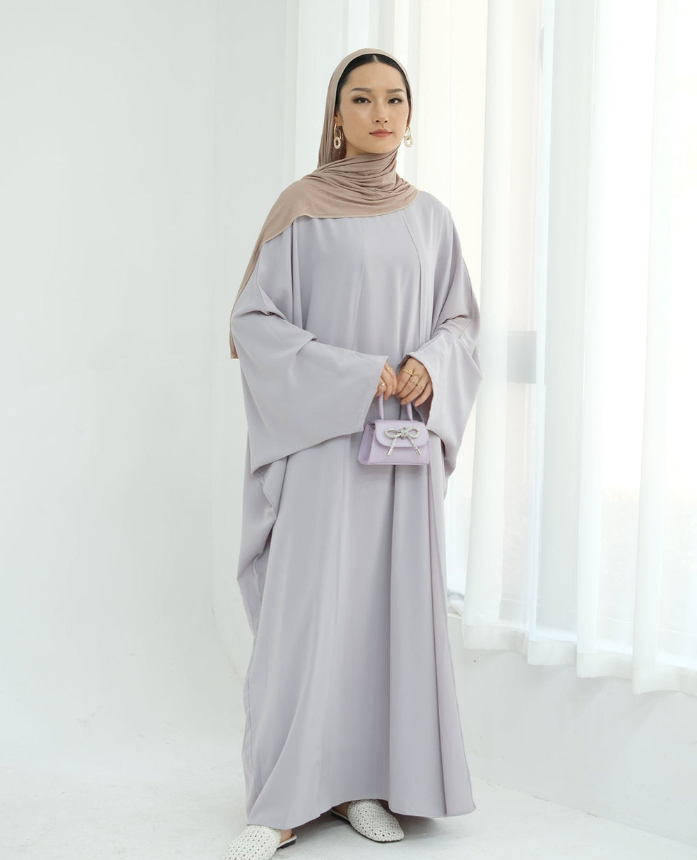 Get trendy with Izzy 2 in 1 Abaya Combo - Gray -  available at Voilee NY. Grab yours for $69.90 today!