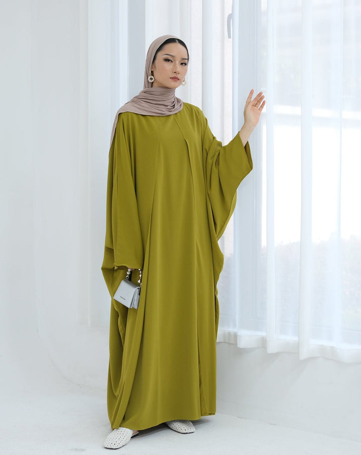 Get trendy with Izzy 2 in 1 Abaya Combo - Olive -  available at Voilee NY. Grab yours for $69.90 today!