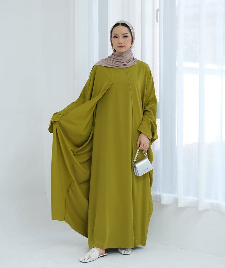 Get trendy with Izzy 2 in 1 Abaya Combo - Olive -  available at Voilee NY. Grab yours for $69.90 today!