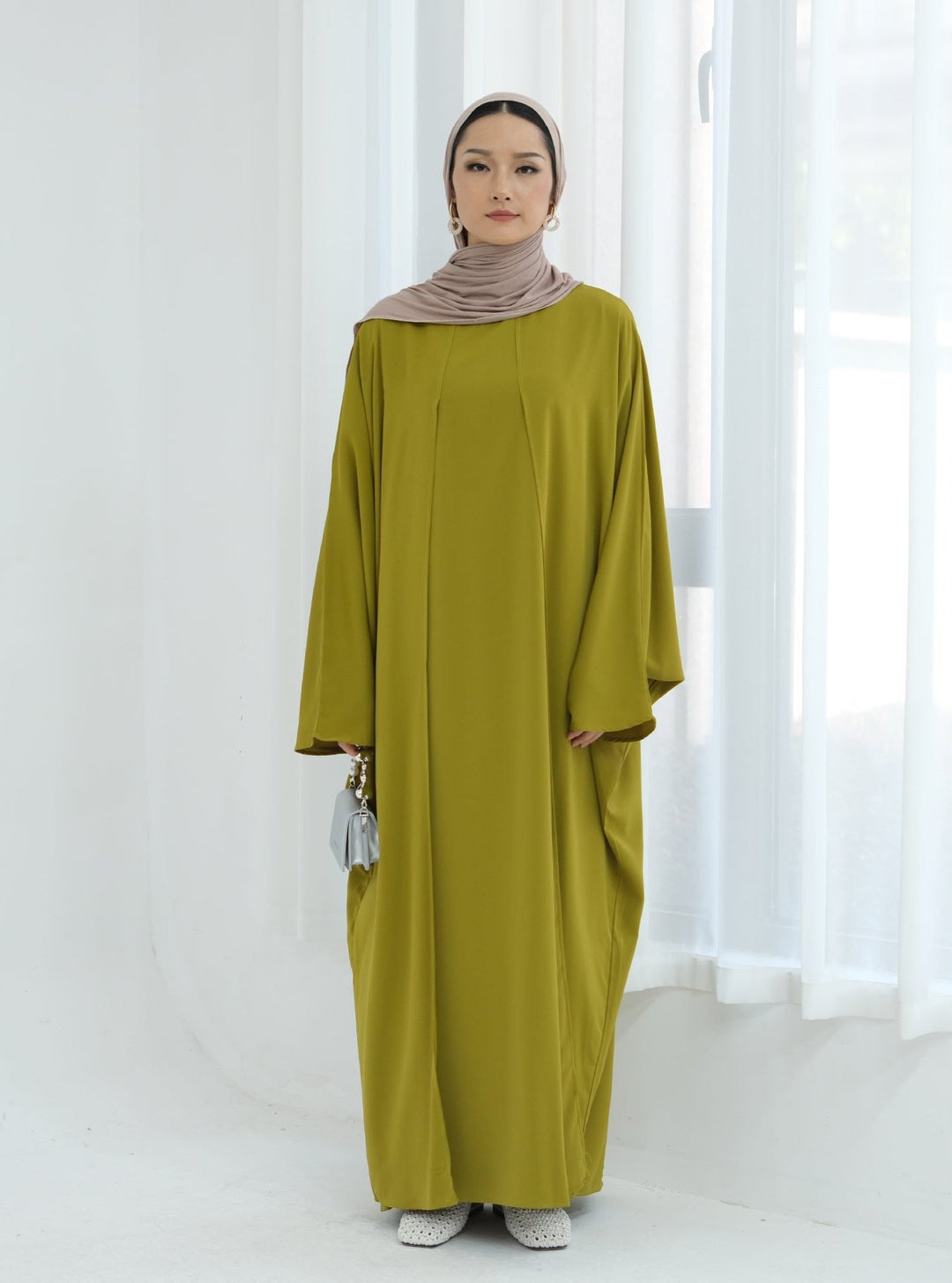 Get trendy with Izzy 2 in 1 Abaya Combo - Olive -  available at Voilee NY. Grab yours for $69.90 today!