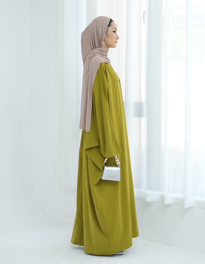 Get trendy with Izzy 2 in 1 Abaya Combo - Olive -  available at Voilee NY. Grab yours for $69.90 today!