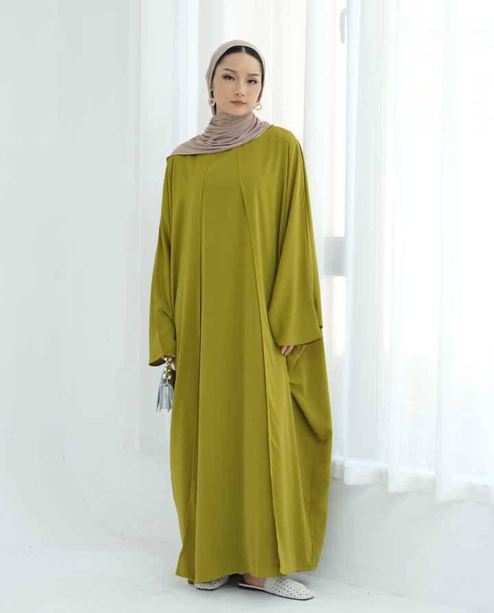 Get trendy with Izzy 2 in 1 Abaya Combo - Olive -  available at Voilee NY. Grab yours for $69.90 today!