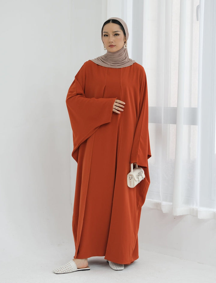 Get trendy with Izzy 2 in 1 Abaya Combo - Rust -  available at Voilee NY. Grab yours for $69.90 today!