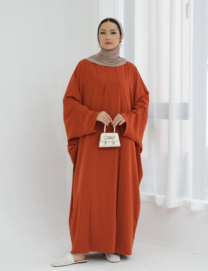 Get trendy with Izzy 2 in 1 Abaya Combo - Rust -  available at Voilee NY. Grab yours for $69.90 today!