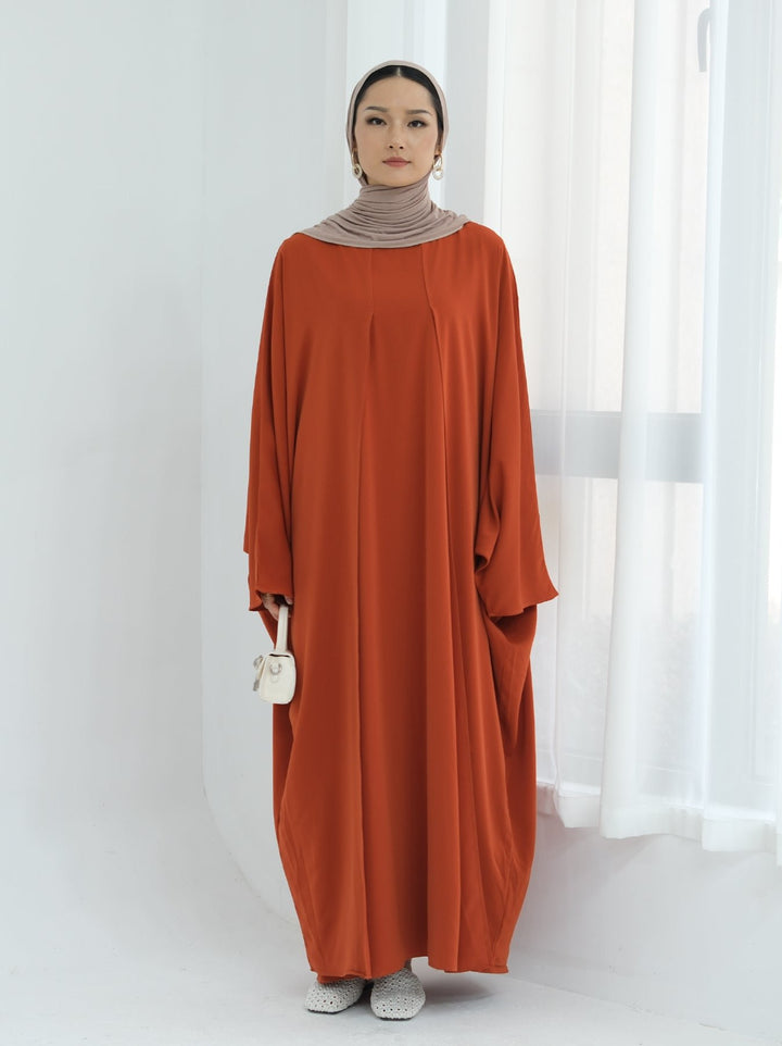 Get trendy with Izzy 2 in 1 Abaya Combo - Rust -  available at Voilee NY. Grab yours for $69.90 today!