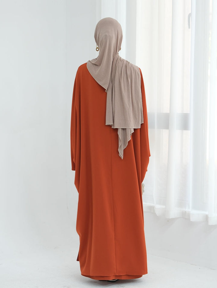 Get trendy with Izzy 2 in 1 Abaya Combo - Rust -  available at Voilee NY. Grab yours for $69.90 today!