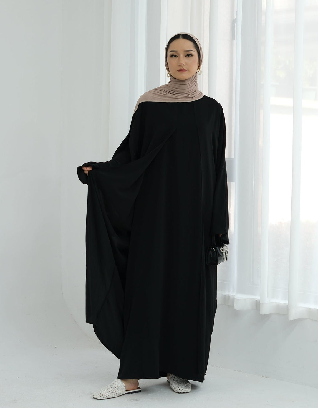 Get trendy with Izzy 2 in 1 Abaya Combo - Black -  available at Voilee NY. Grab yours for $69.90 today!