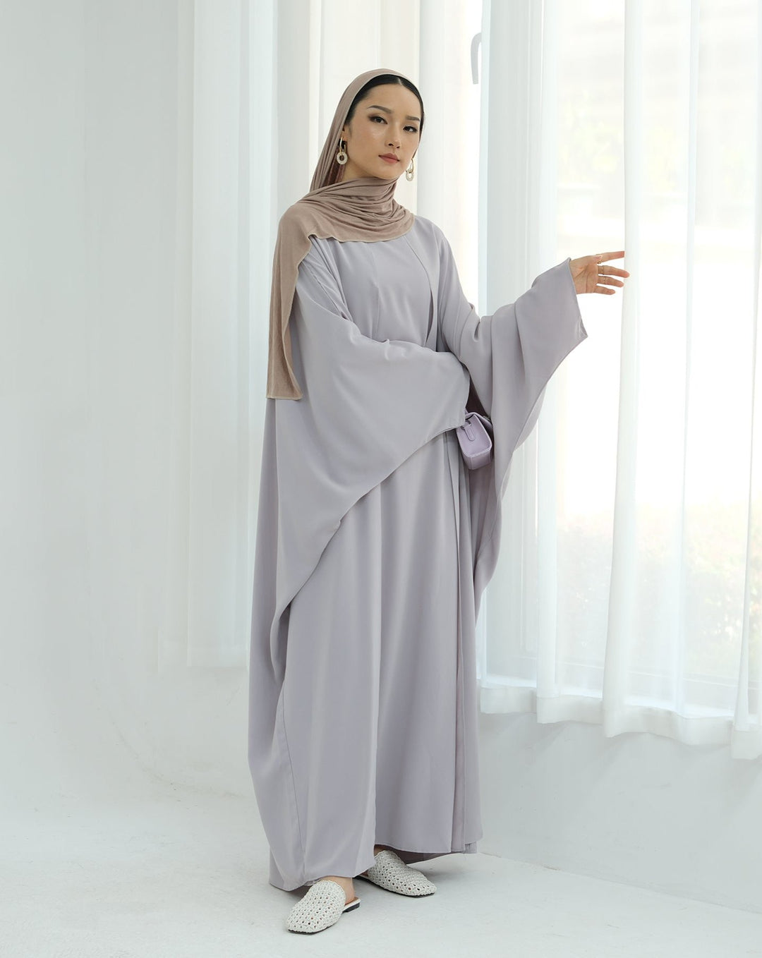 Get trendy with Izzy 2 in 1 Abaya Combo - Gray -  available at Voilee NY. Grab yours for $69.90 today!