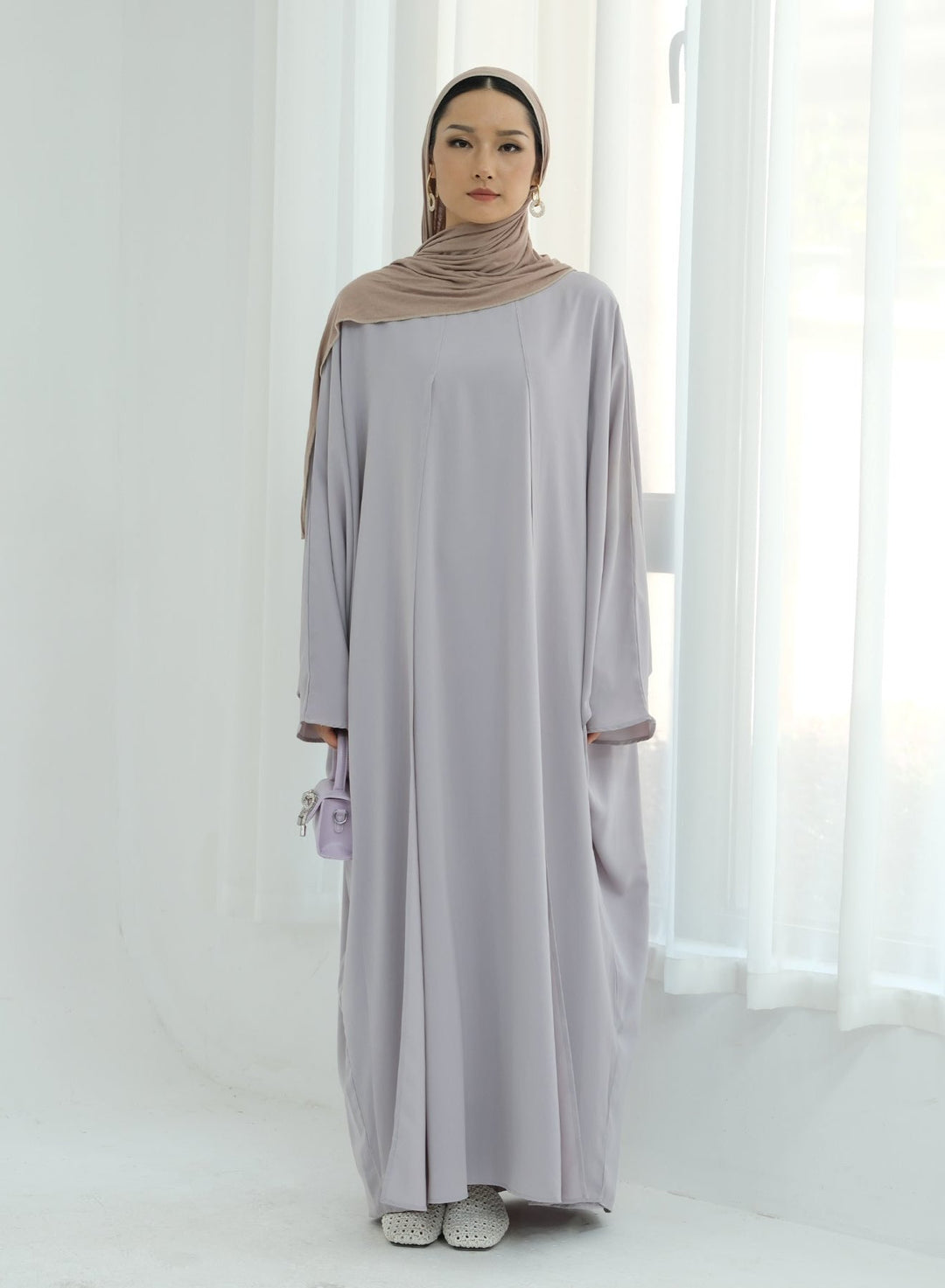 Get trendy with Izzy 2 in 1 Abaya Combo - Gray -  available at Voilee NY. Grab yours for $69.90 today!