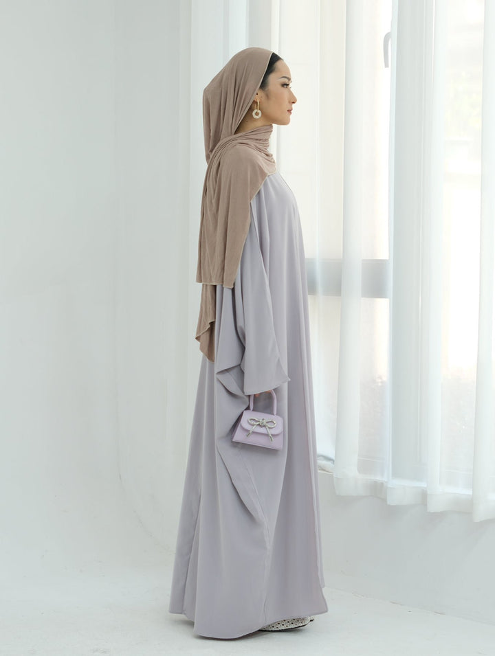 Get trendy with Izzy 2 in 1 Abaya Combo - Gray -  available at Voilee NY. Grab yours for $69.90 today!