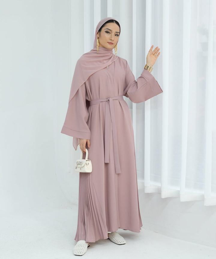 Get trendy with Hera Open Abaya Kimono - Pink - Cardigan available at Voilee NY. Grab yours for $59.90 today!