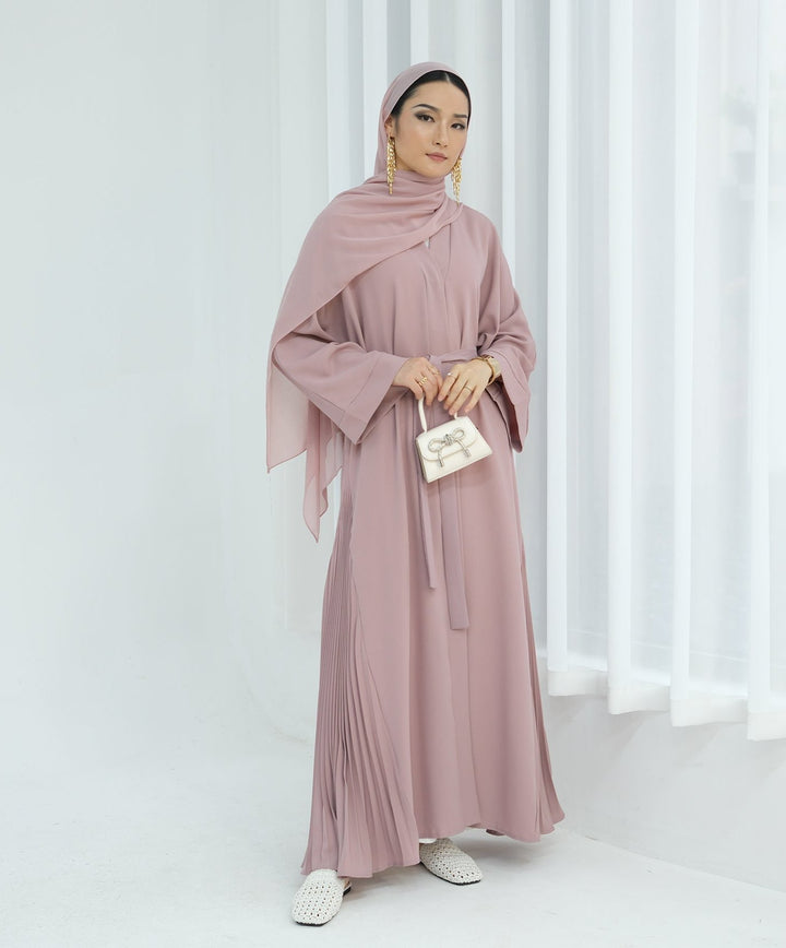 Get trendy with Hera Open Abaya Kimono - Pink - Cardigan available at Voilee NY. Grab yours for $59.90 today!