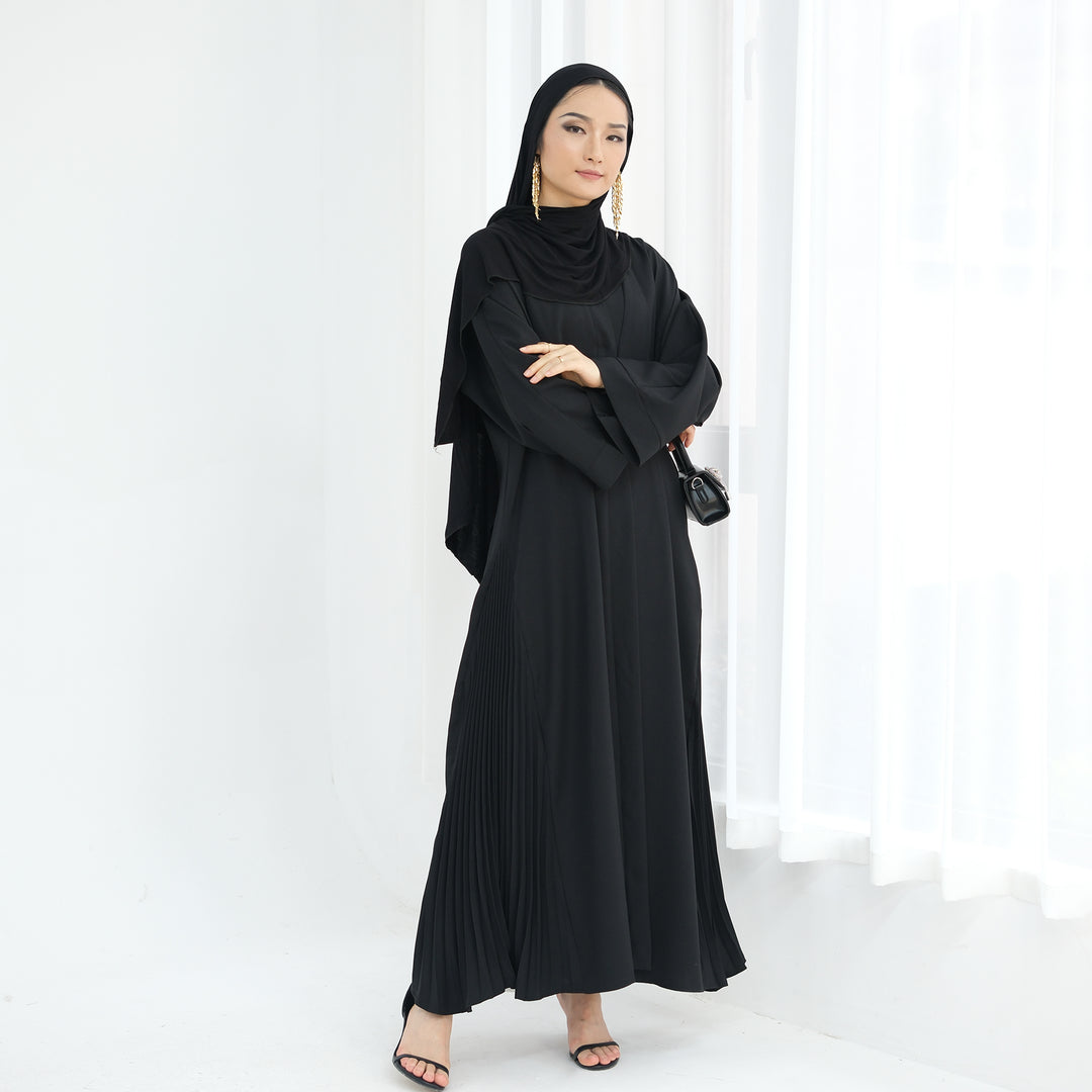 Get trendy with Hera Open Abaya Kimono - Black - Cardigan available at Voilee NY. Grab yours for $59.90 today!