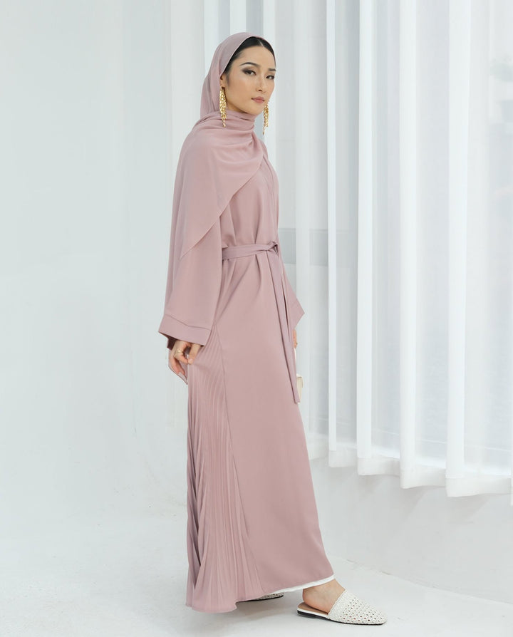 Get trendy with Hera Open Abaya Kimono - Pink - Cardigan available at Voilee NY. Grab yours for $59.90 today!