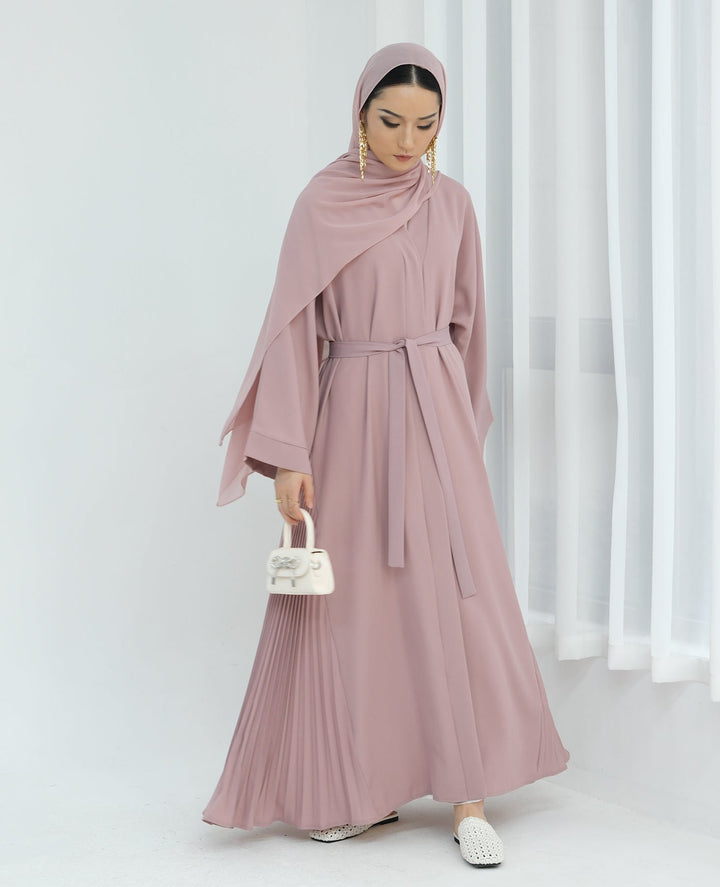 Get trendy with Hera Open Abaya Kimono - Pink - Cardigan available at Voilee NY. Grab yours for $59.90 today!