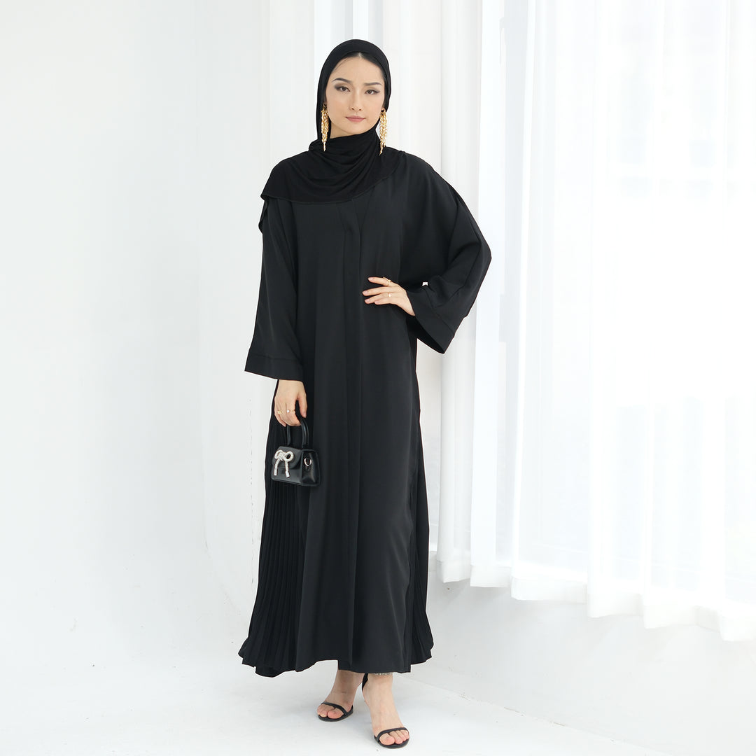 Get trendy with Hera Open Abaya Kimono - Black - Cardigan available at Voilee NY. Grab yours for $59.90 today!