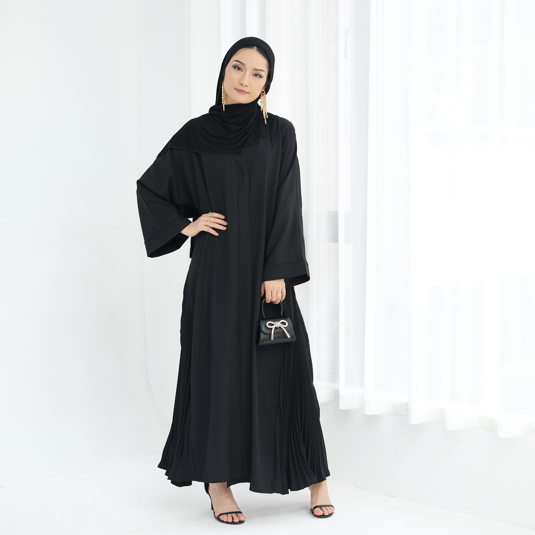 Get trendy with Hera Open Abaya Kimono - Black - Cardigan available at Voilee NY. Grab yours for $59.90 today!