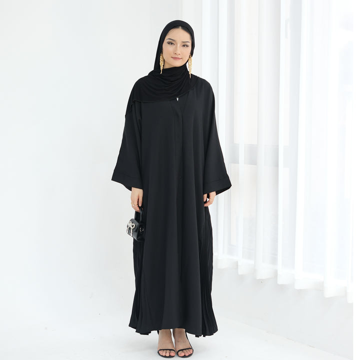 Get trendy with Hera Open Abaya Kimono - Black - Cardigan available at Voilee NY. Grab yours for $59.90 today!