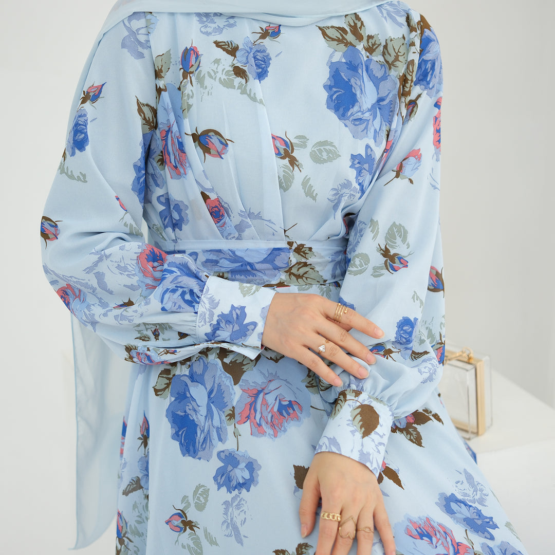 Gardenia Floral Maxi Dress - Blue Pink