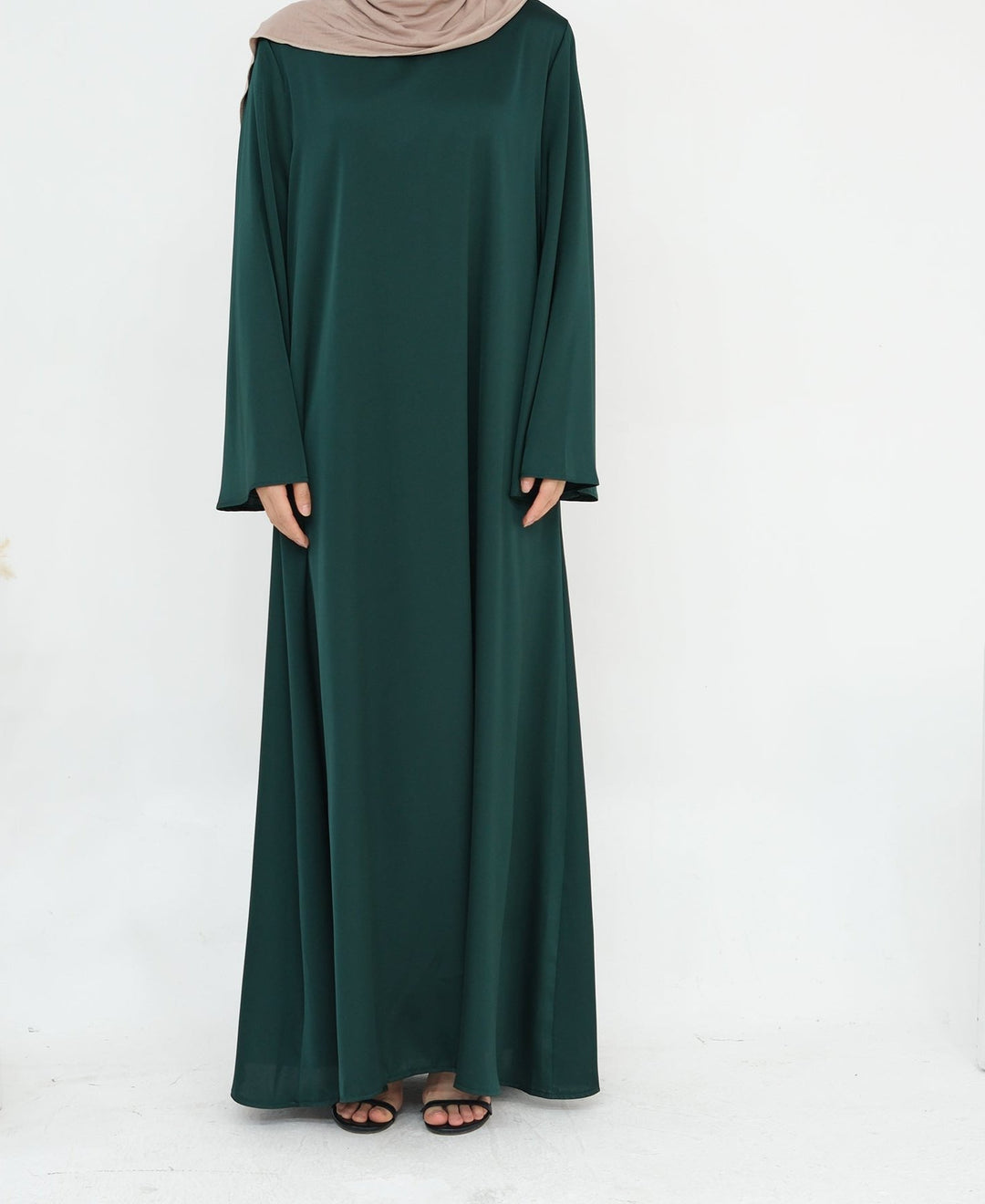 Get trendy with Calista Trumpet Sleeves Satin Dress - Emerald - Dresses available at Voilee NY. Grab yours for $59.90 today!