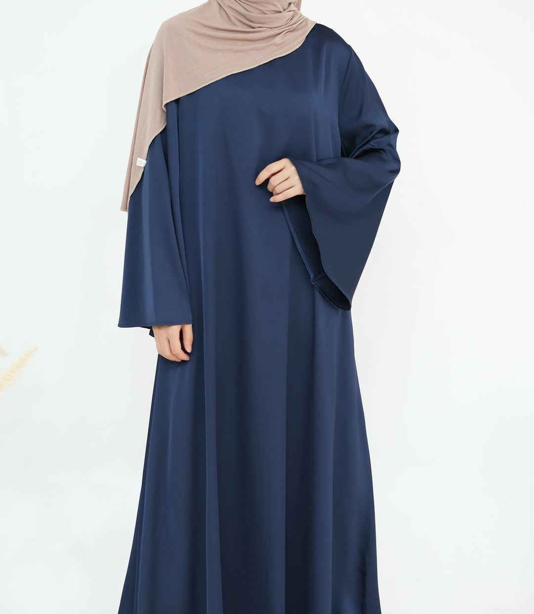 Get trendy with Calista Trumpet Sleeves Satin Dress - Denim - Dresses available at Voilee NY. Grab yours for $59.90 today!