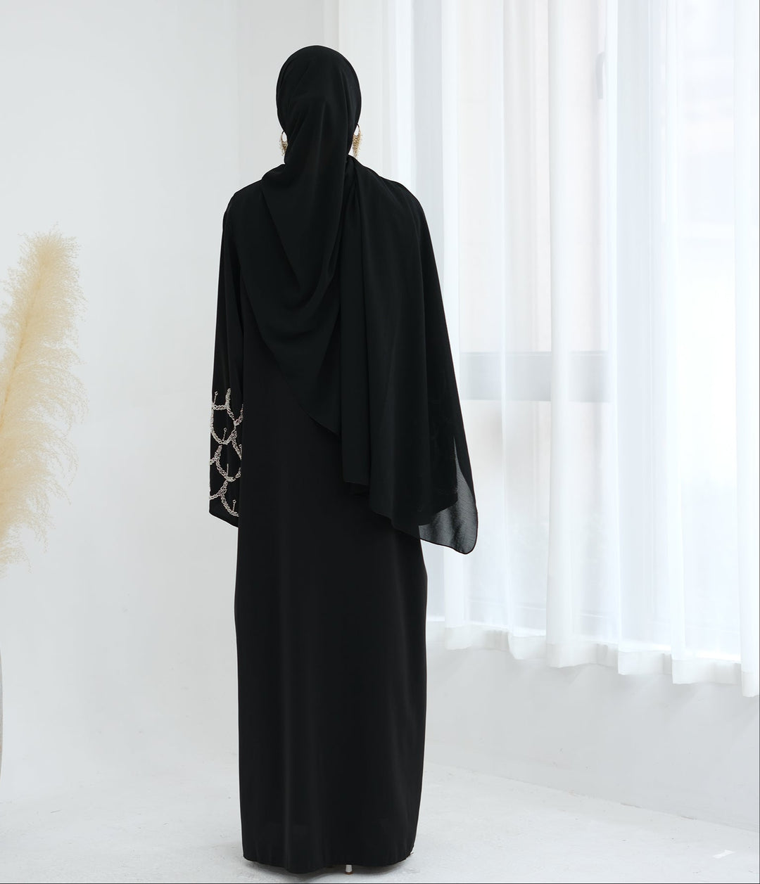 Get trendy with Irssane Nida Open Abaya Kimono - Black - Cardigan available at Voilee NY. Grab yours for $67.90 today!