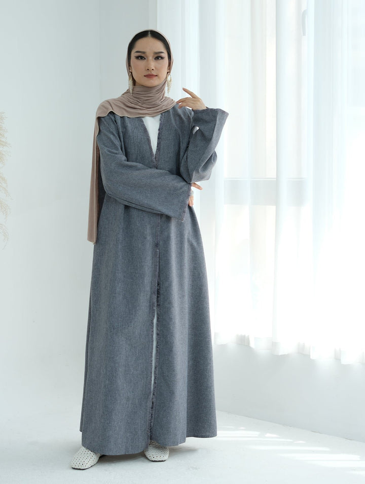 Get trendy with Yara Fringe Belted Duster - Gray - Cardigan available at Voilee NY. Grab yours for $59.90 today!