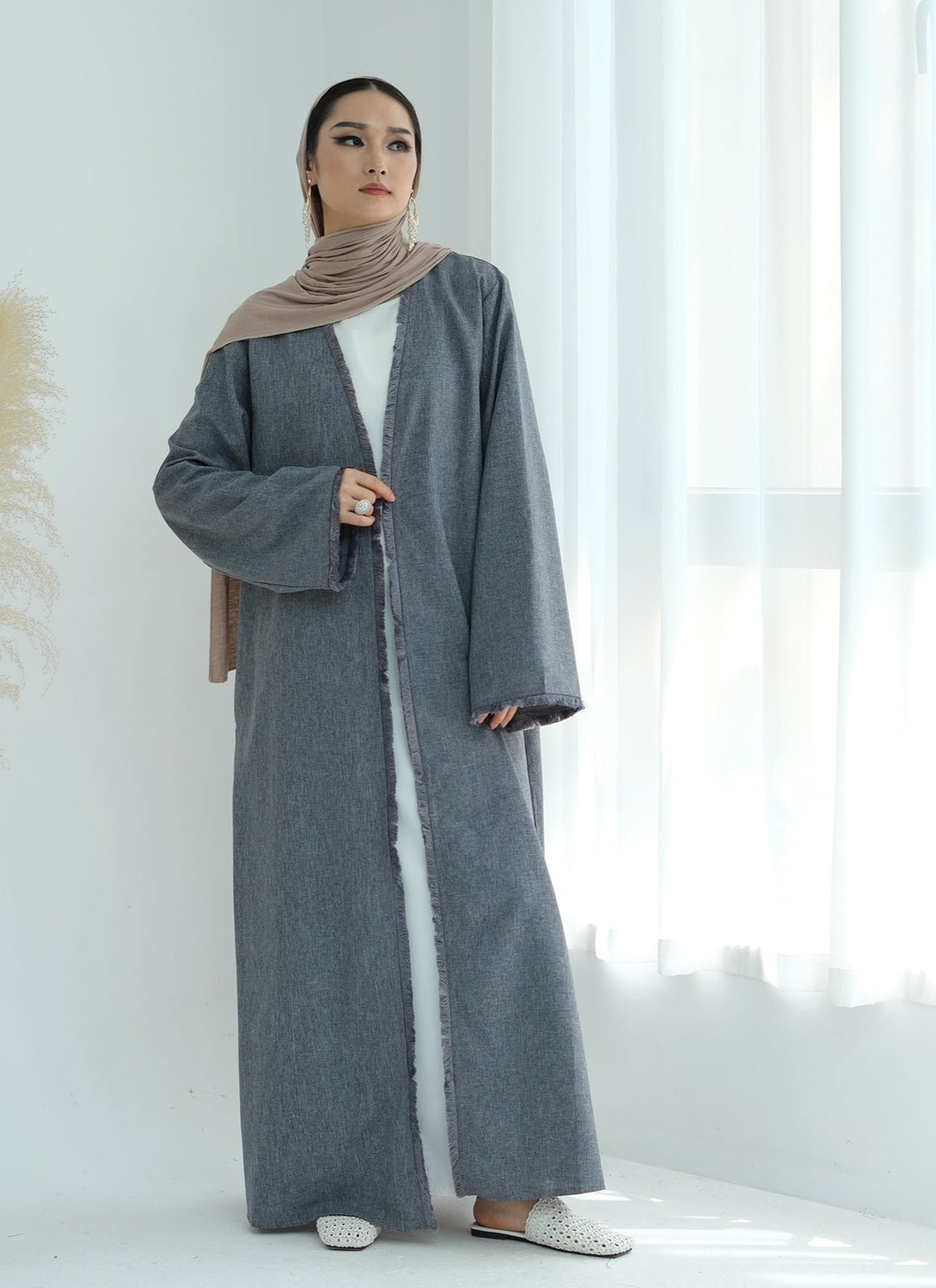 Get trendy with Yara Fringe Belted Duster - Gray - Cardigan available at Voilee NY. Grab yours for $59.90 today!