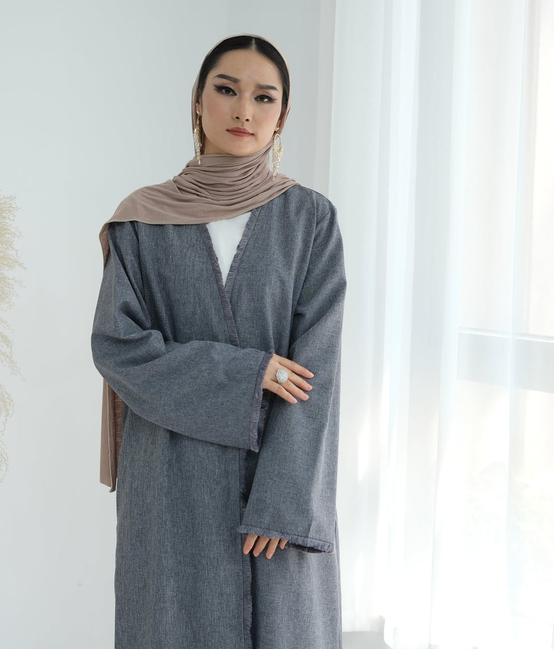 Get trendy with Yara Fringe Belted Duster - Gray - Cardigan available at Voilee NY. Grab yours for $59.90 today!