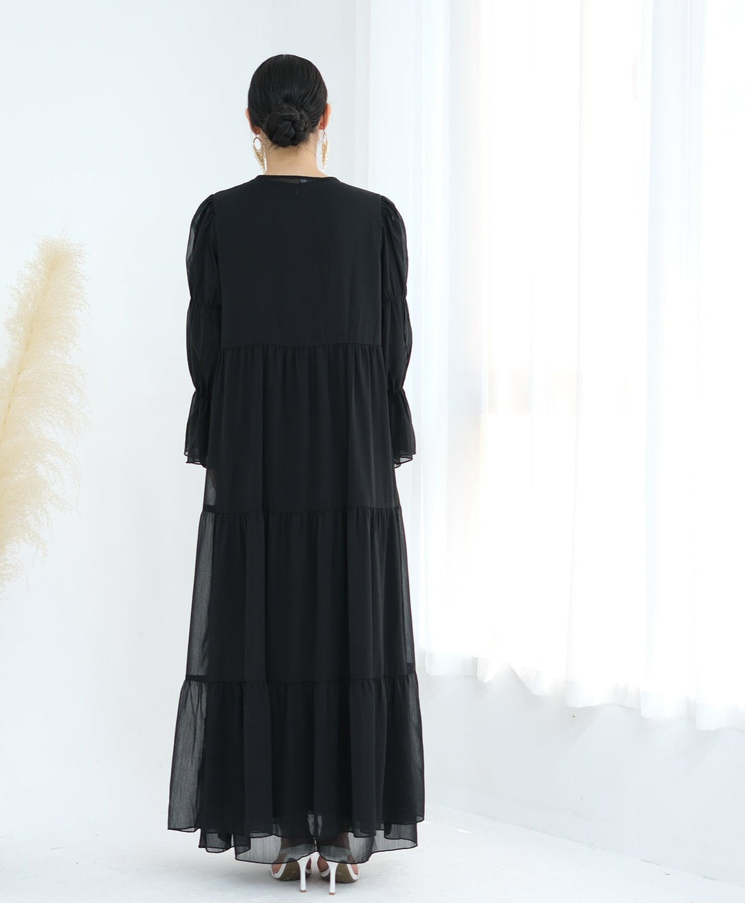 Get trendy with Sasha Chiffon 4-piece Abaya Set - Black -  available at Voilee NY. Grab yours for $99.90 today!