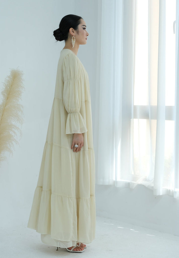 Get trendy with Sasha Chiffon 4-piece Abaya Set - Buttermilk -  available at Voilee NY. Grab yours for $99.90 today!