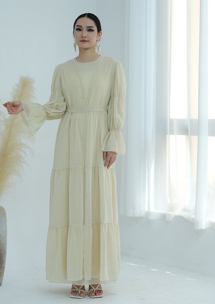 Get trendy with Sasha Chiffon 4-piece Abaya Set - Buttermilk -  available at Voilee NY. Grab yours for $99.90 today!