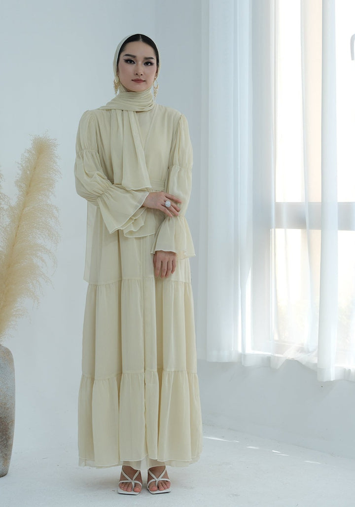 Get trendy with Sasha Chiffon 4-piece Abaya Set - Buttermilk -  available at Voilee NY. Grab yours for $99.90 today!