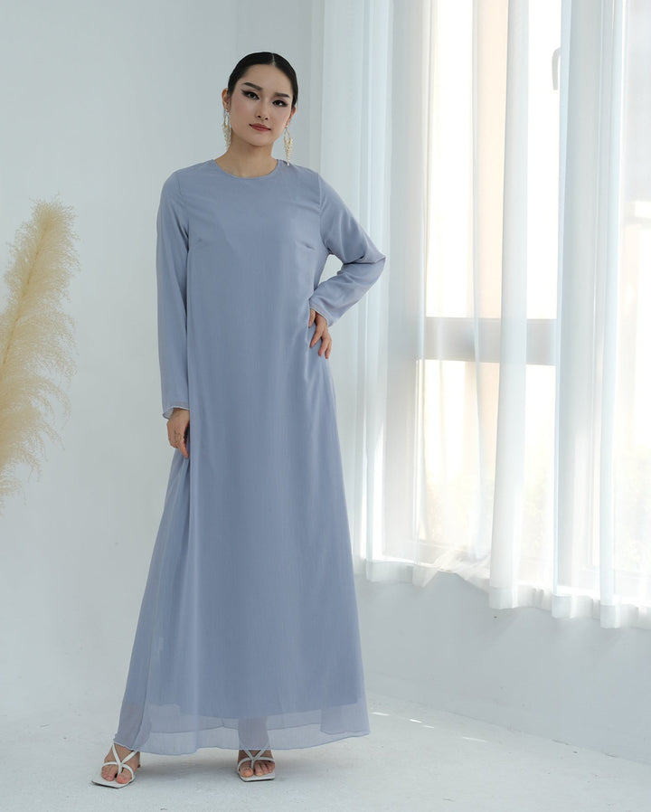 Get trendy with Sasha Chiffon 4-piece Abaya Set - Sky -  available at Voilee NY. Grab yours for $99.90 today!