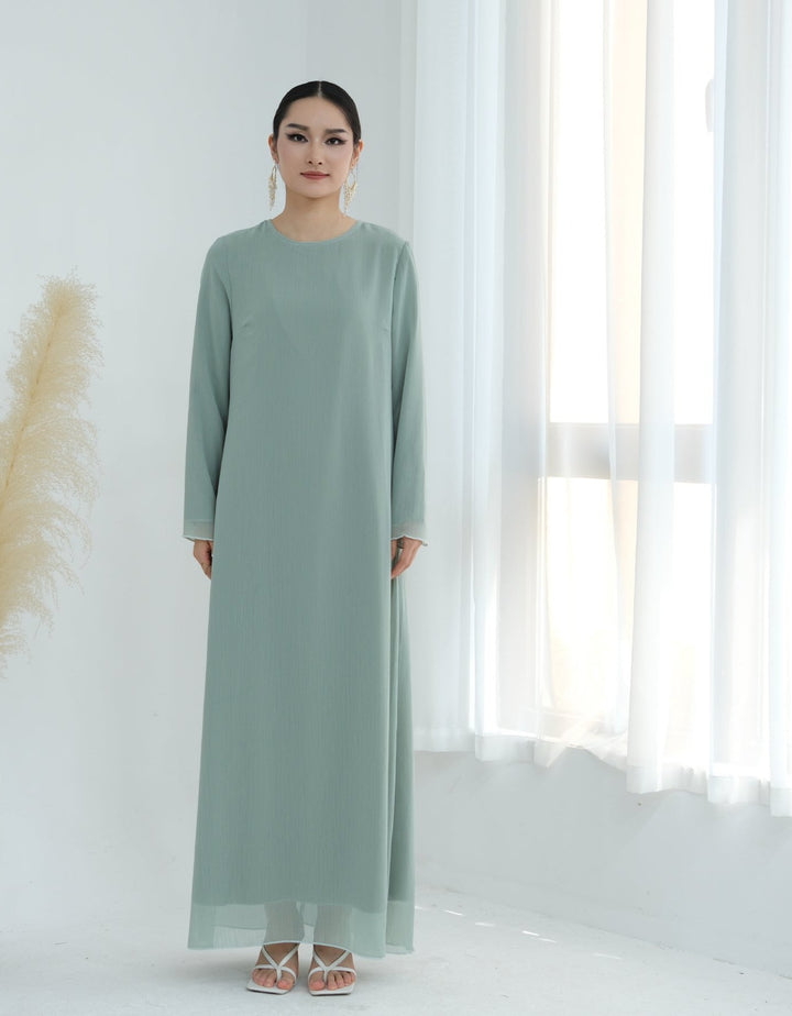 Get trendy with Sasha Chiffon 4-piece Abaya Set - Sage -  available at Voilee NY. Grab yours for $99.90 today!