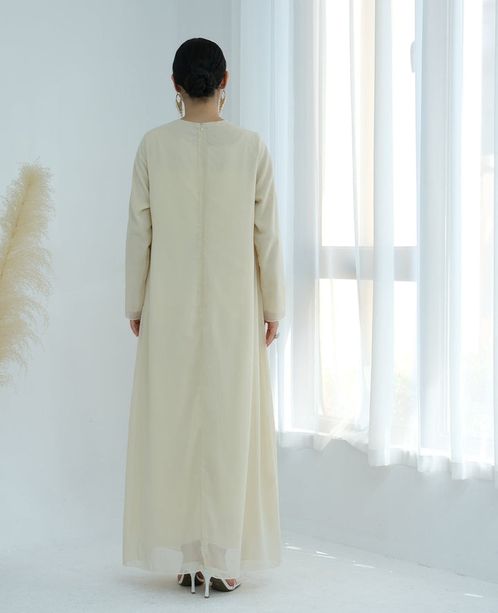 Get trendy with Sasha Chiffon 4-piece Abaya Set - Buttermilk -  available at Voilee NY. Grab yours for $99.90 today!