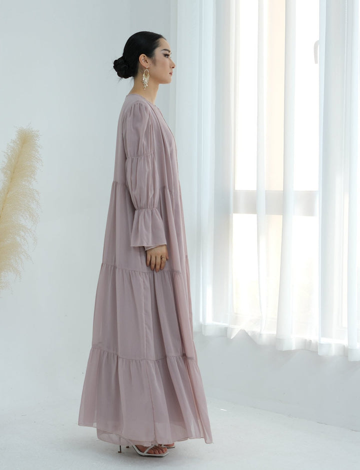 Get trendy with Sasha Chiffon 4-piece Abaya Set - Blush -  available at Voilee NY. Grab yours for $99.90 today!