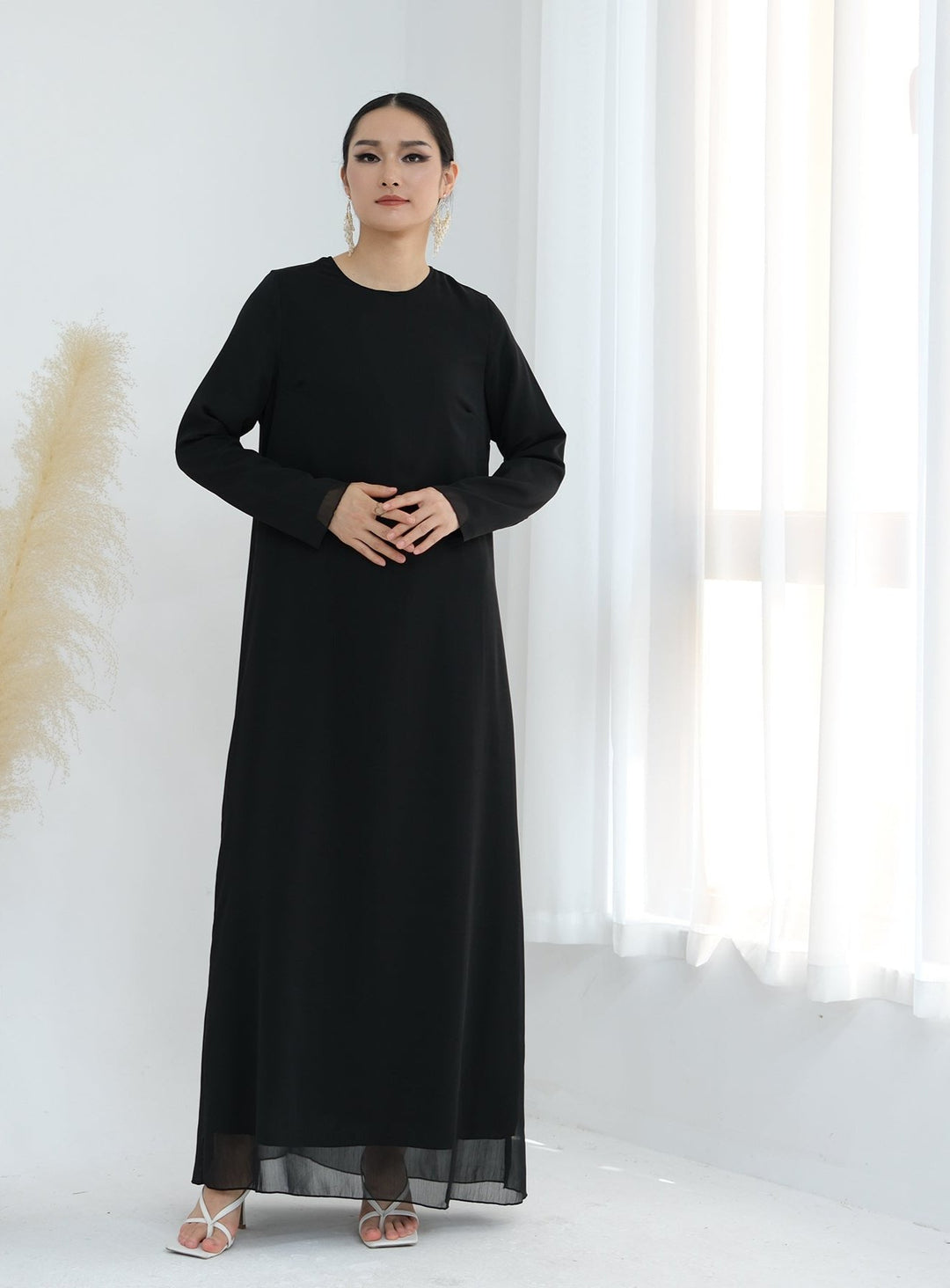 Get trendy with Sasha Chiffon 4-piece Abaya Set - Black -  available at Voilee NY. Grab yours for $99.90 today!